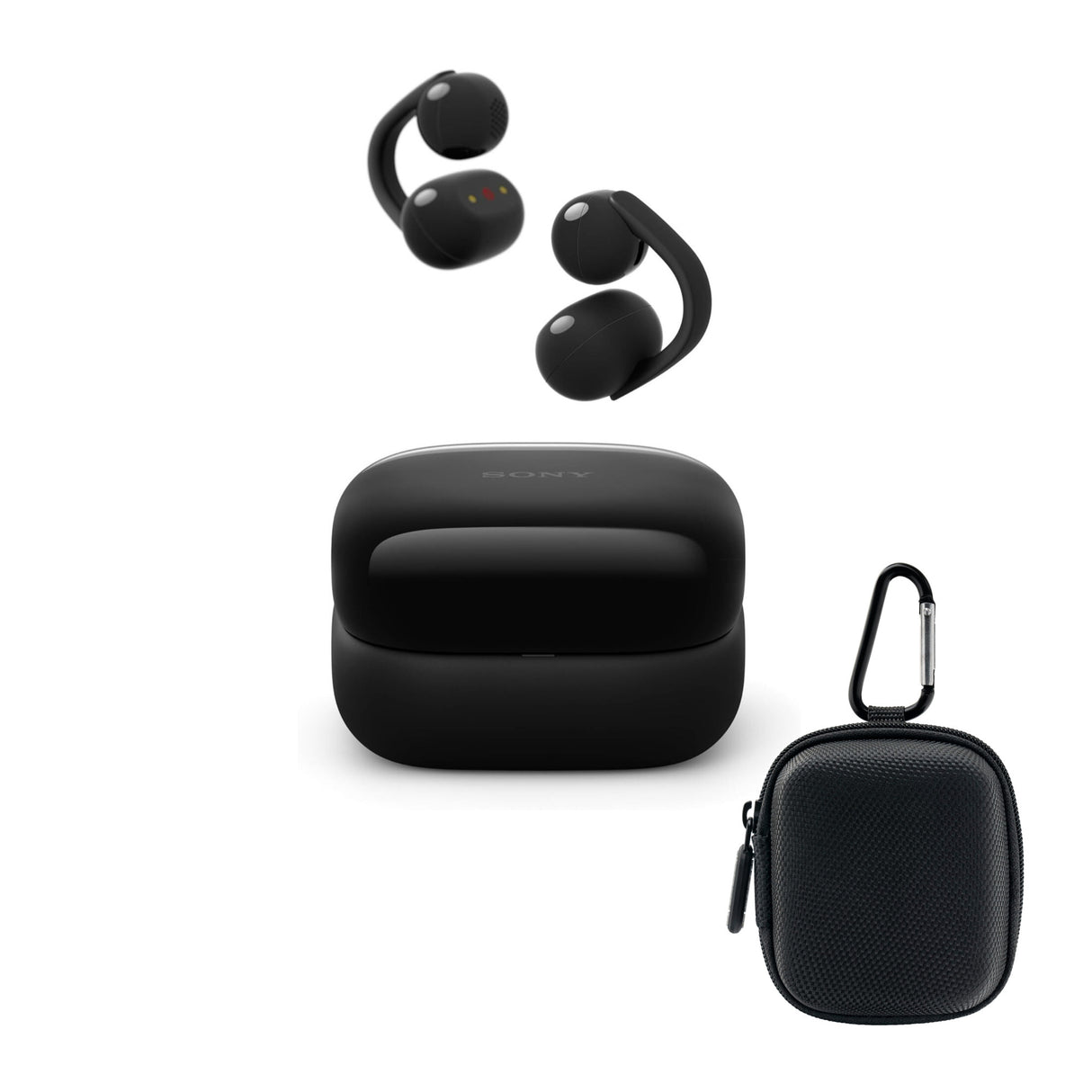 Sony LinkBuds Clip Open-Ear Truly Wireless Earbuds with Earbud Case Bundle (Black)