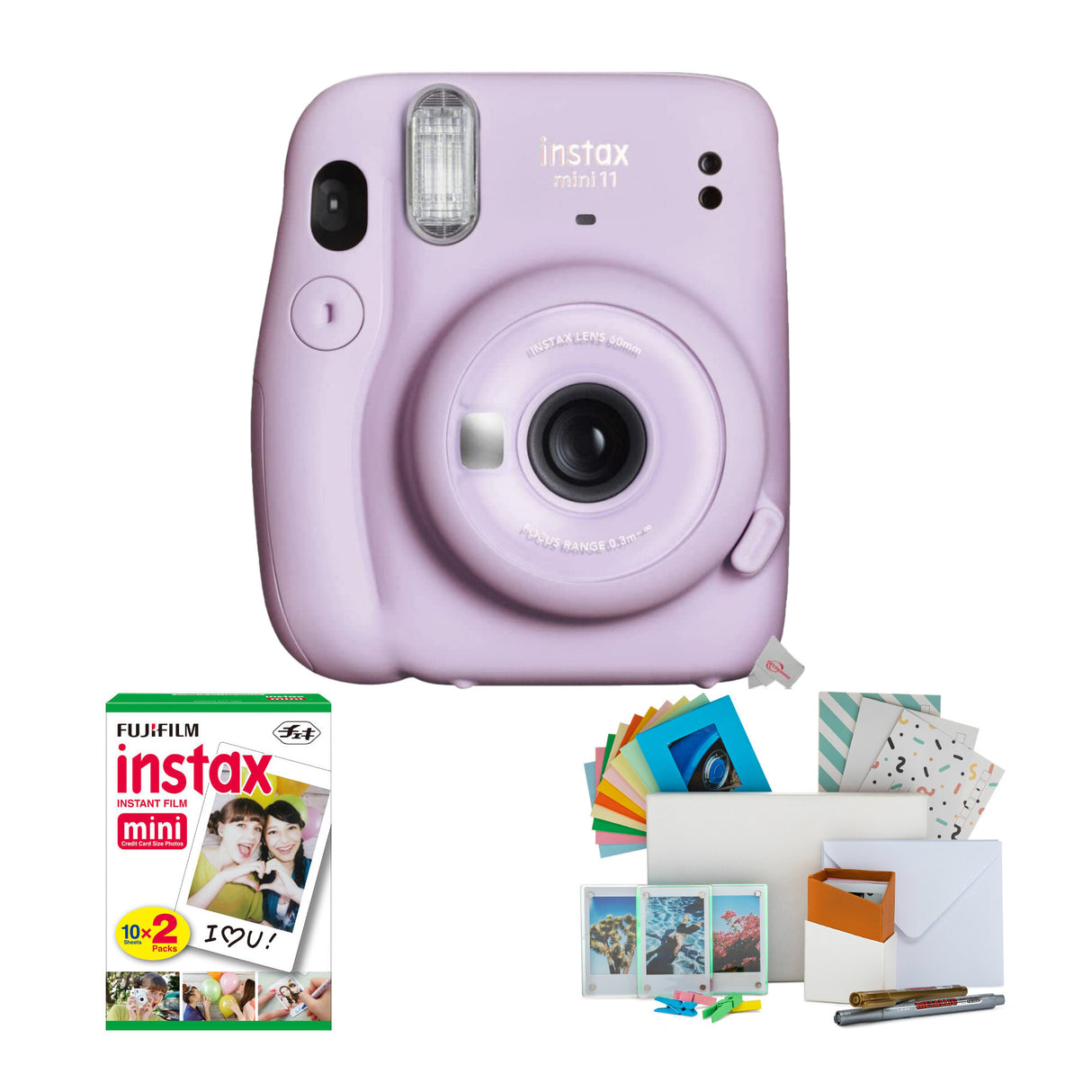 FUJIFILM Mini 11 Instax Instant Camera Bundle with Film and Photbox Kit (Lilac Purple)