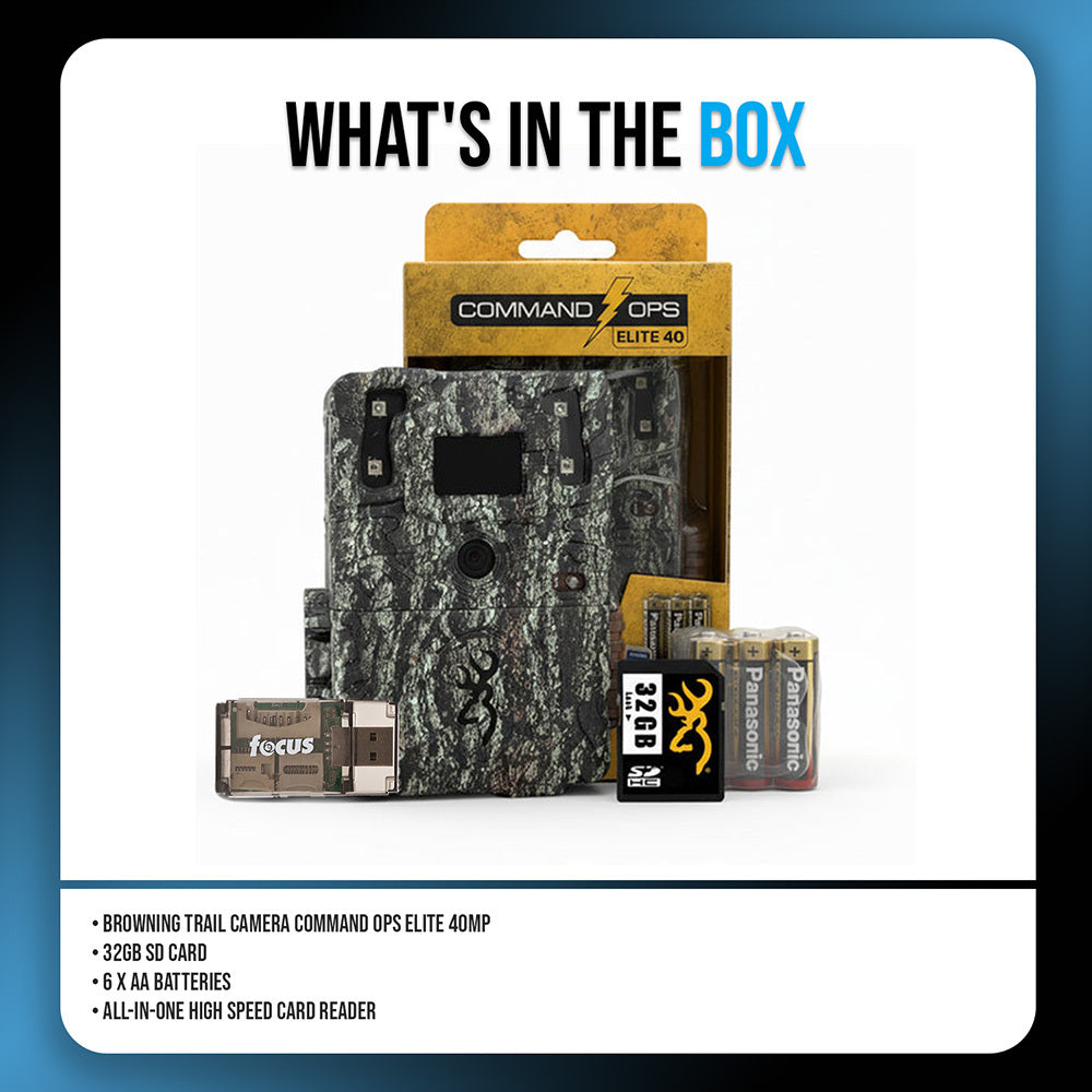 Browning Trail Camera Command Ops Elite 40 with SD Card, Batteries, Card Reader