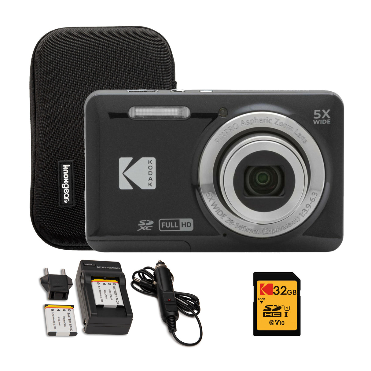 Kodak Pixpro Friendly Zoom FZ55 Digital Camera (Black) Bundle with Accessories