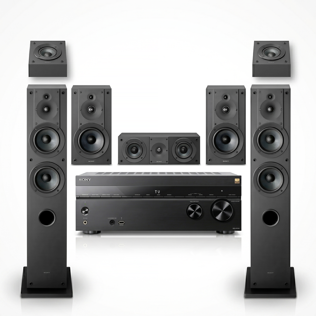 Sony STR-AN1000 7.2ch 8K AV Receiver with Dolby Atmos and 6 Speakers Bundle