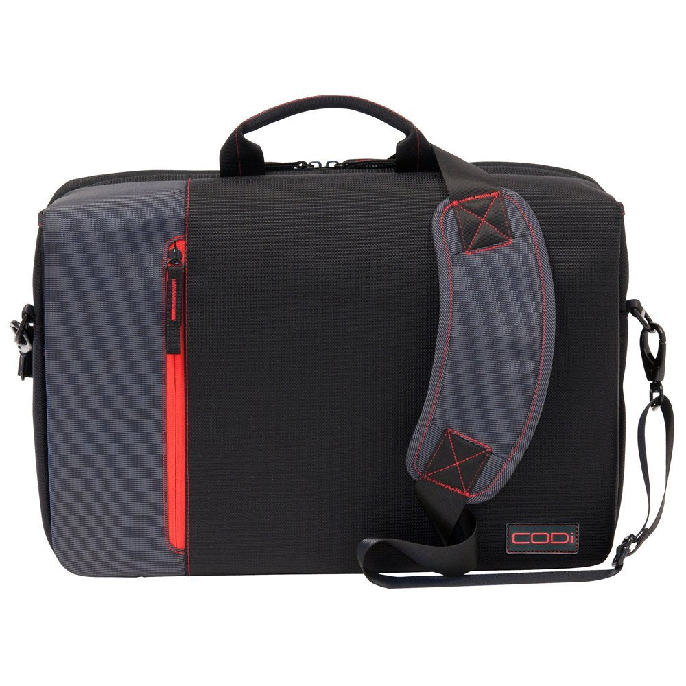 Codi C2300 Ultra Lite Hybrid Messenger 15.6-Inch Laptop Case (Black with Red/Grey Accents)
