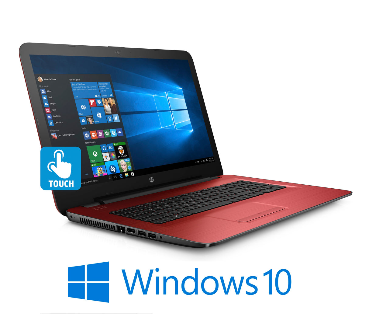 HP Notebook 15-AY013DS, Quad-Core, 4GB, 1TB, 15.6 Touchscreen, Win 10 Laptop