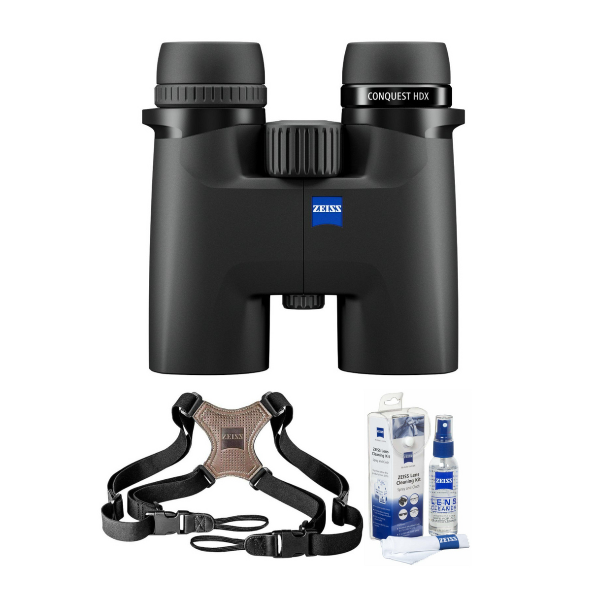 Zeiss Conquest HDX 10x32 Binocular with 90 Percent Light Transmission (Black) Bundle