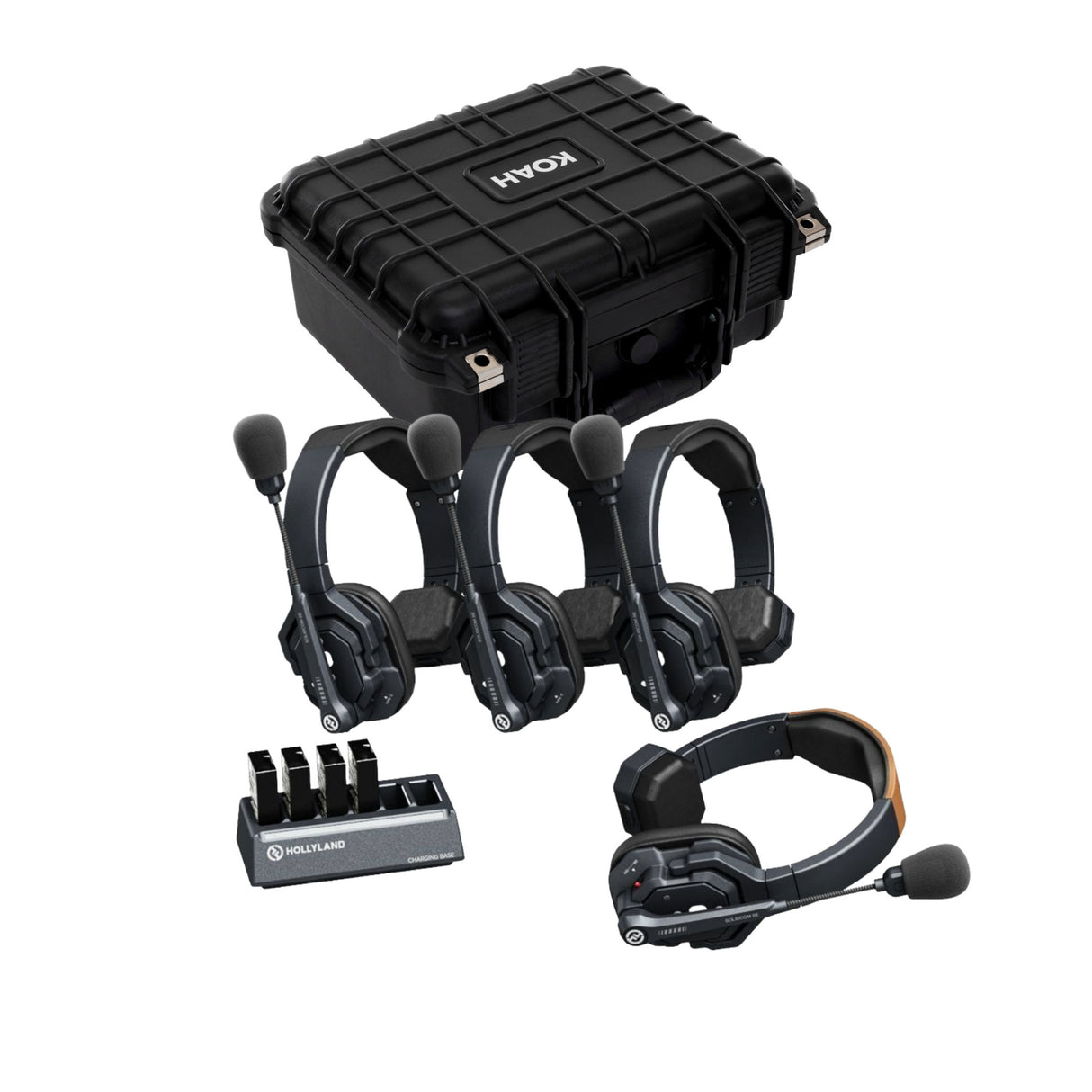 Hollyland Solidcom SE Global 4S 4-Person Single-Ear Headset Intercom System (2.4 GHz) with Hard Case - 1