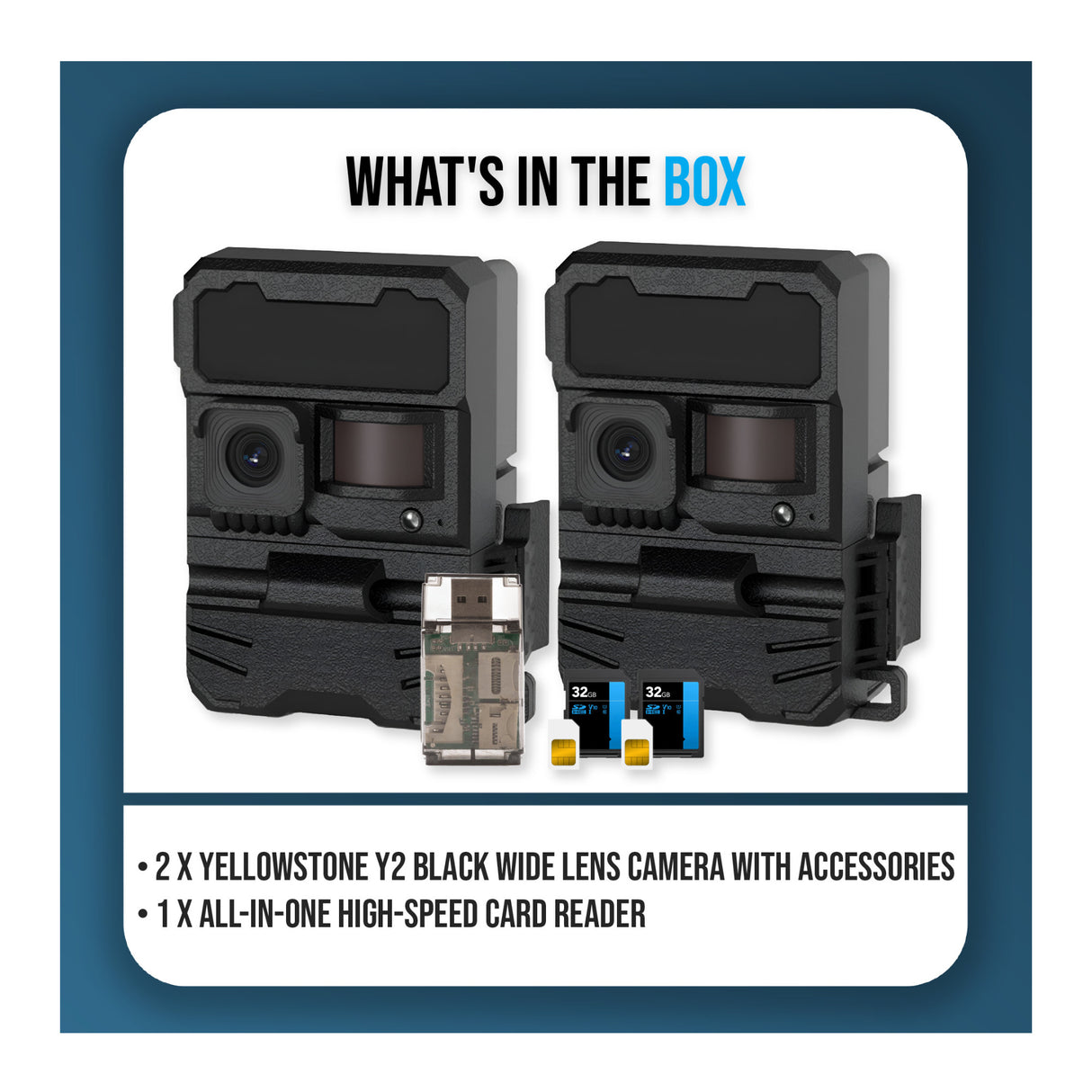 Yellowstone Y2 Black Wide Lens Camera Bundle with Card Reader, and Accessories (2-Pack) - 9