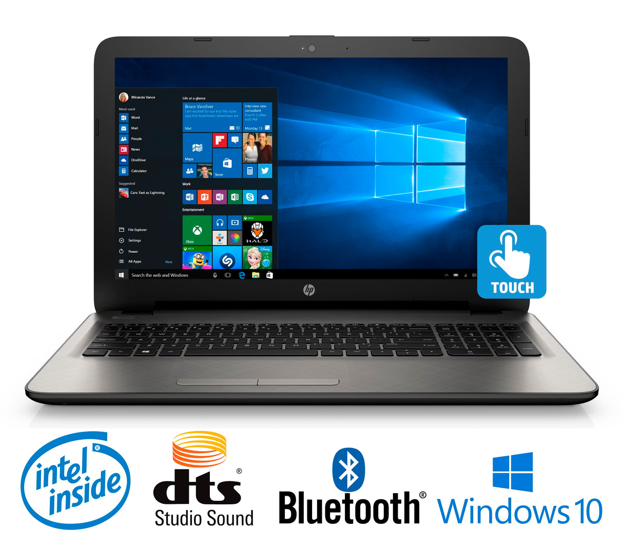 HP 17-x030ds Intel N3710 Quad-Core, 8GB, 17.3” HD+ Touchscreen Laptop (Silver)