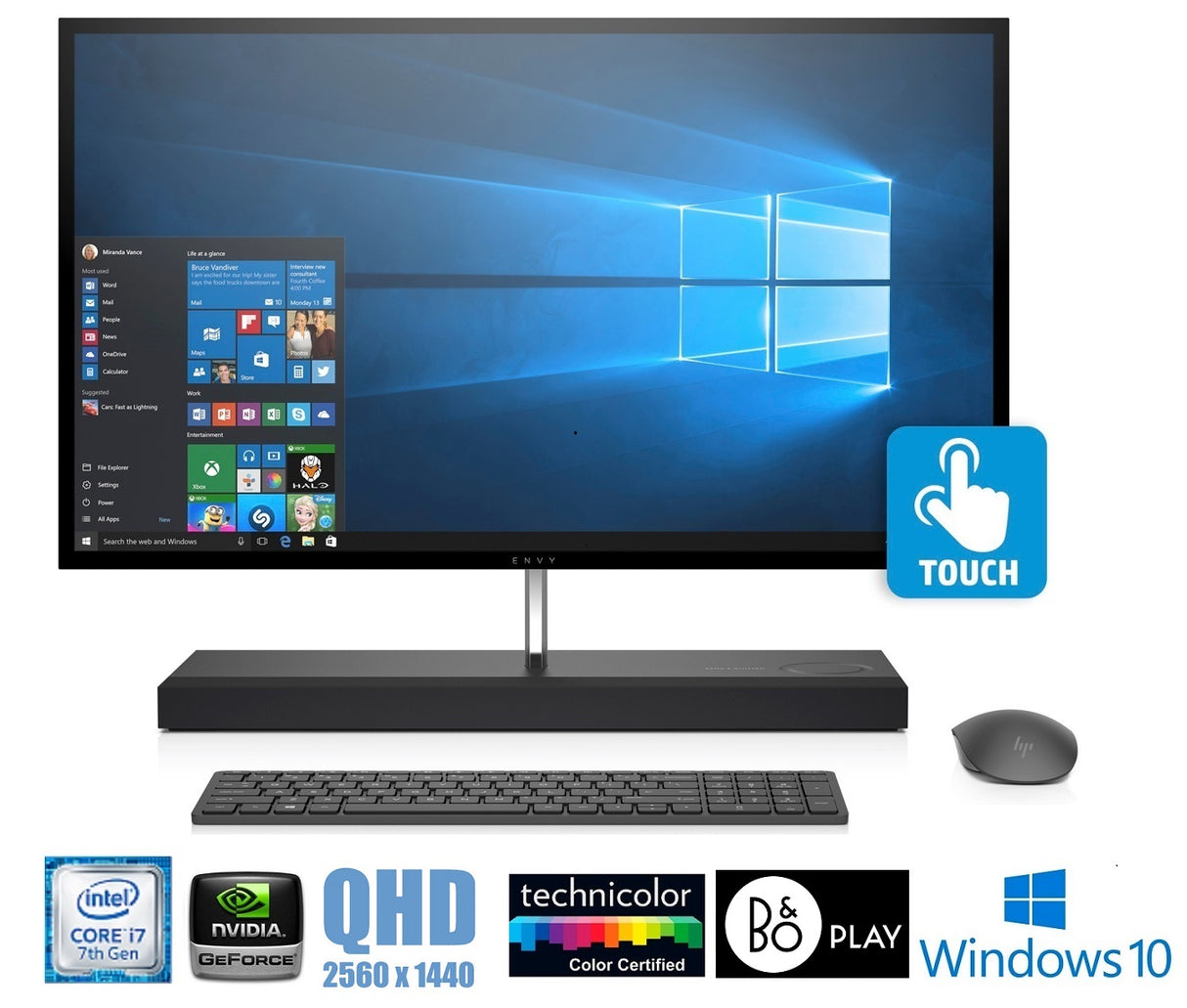 HP Envy 27-b114 Core i7-7700T 27” QHD Touch Screen 256GB SSD All-in-One PC