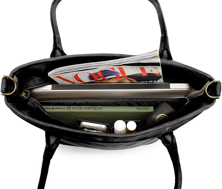 ONA Leather Capri Camera and Laptop Shoulder Tote Bag (Black)