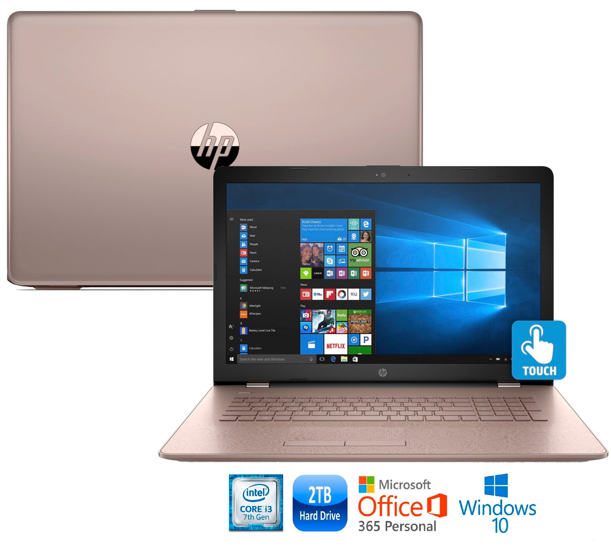 HP 17-bs013cy Core i3-7100 2TB HDD 17.3” HD+ Screen Laptop (Rose Gold)