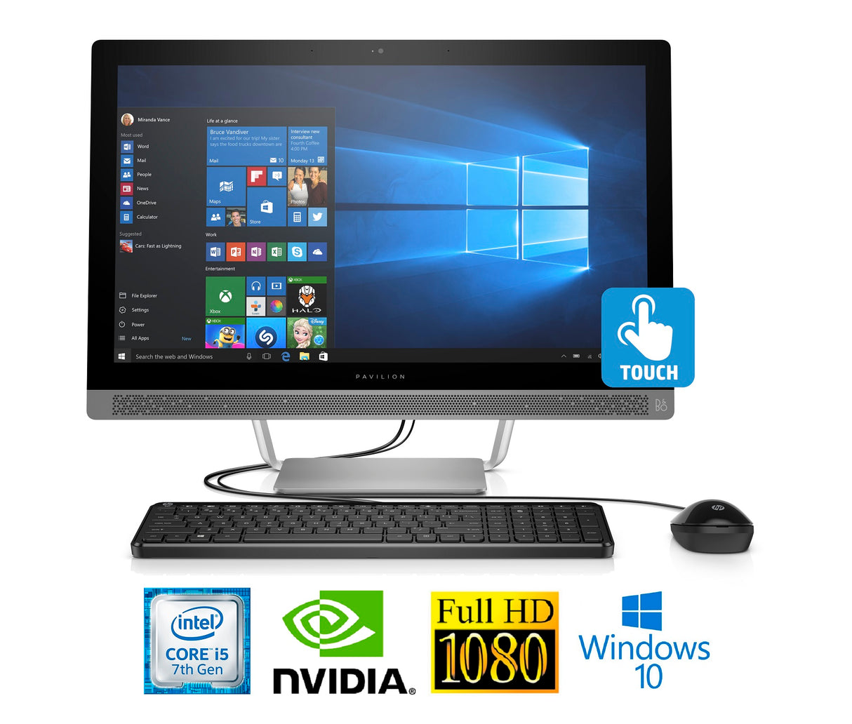 HP Pavilion 24-b217c, Core i5-7400T,12GB, 23.8” Full HD Touch-screen All-in-One