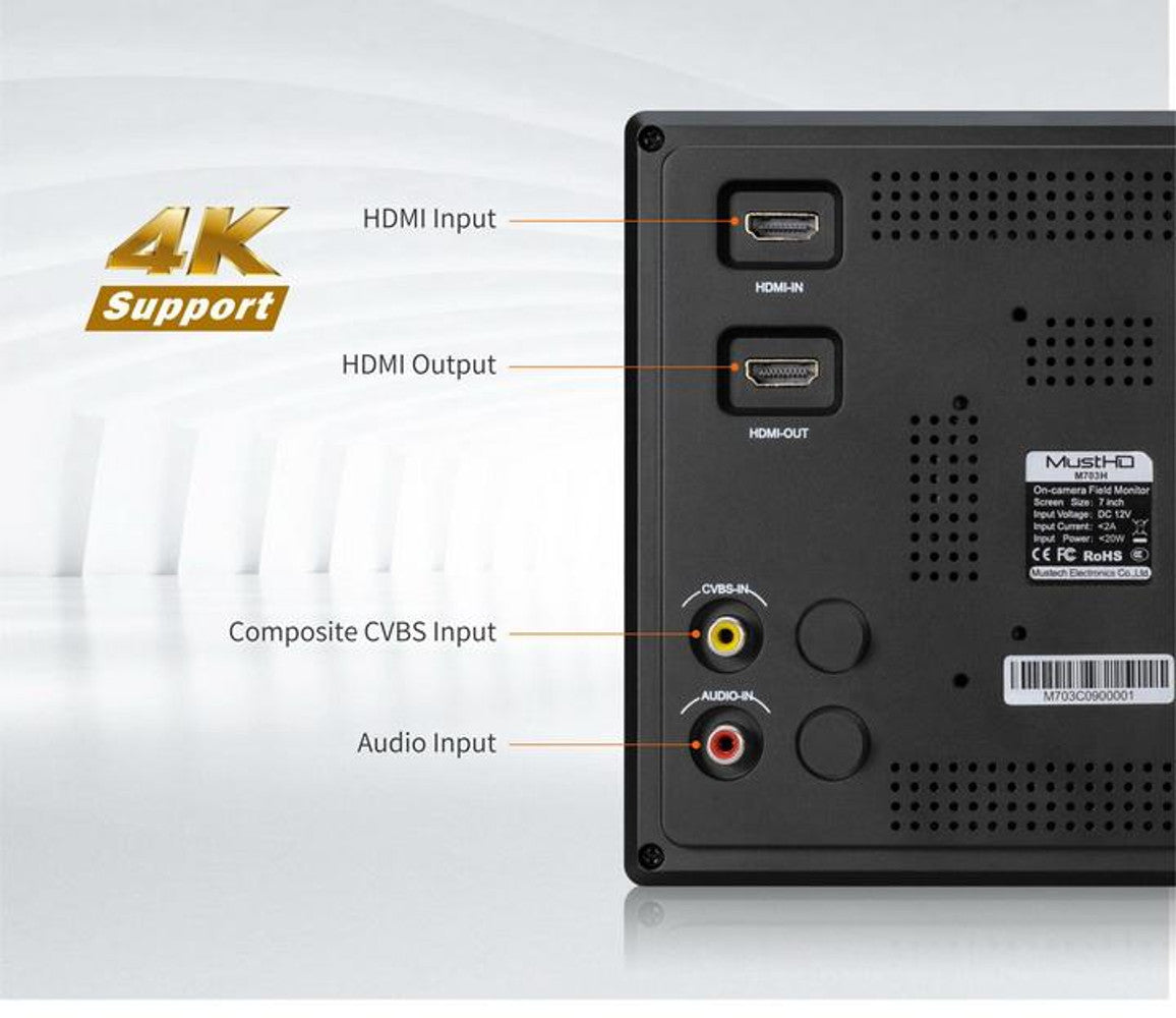 MustHD 7" Hyper-Brite 2200-nit High Brightness 1920x1200 Monitor with HDMI Input