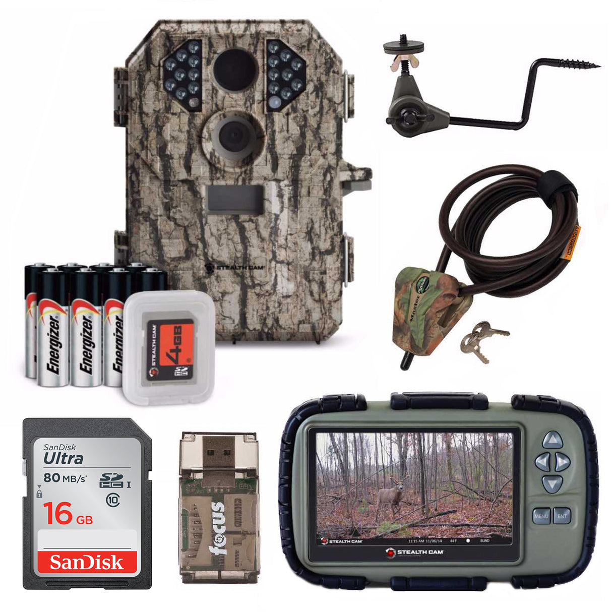 Stealth Cam P18 7 Megapixel Compact Scouting Camera with Batteries and SD Card (Camo) Bundle