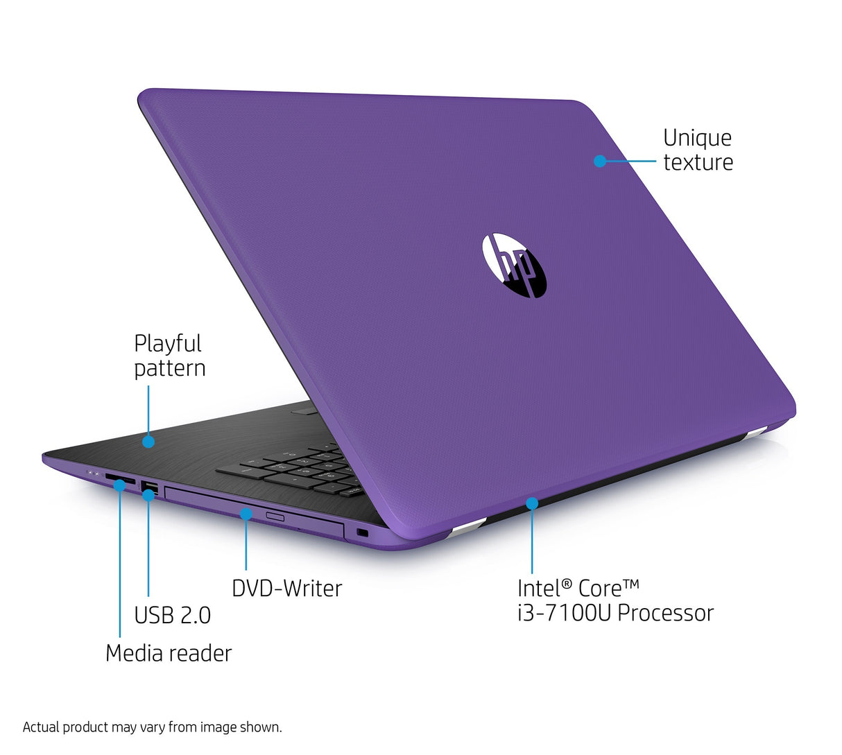 HP 15-bs008cy Core i3-7100 2TB HDD 15.6” HD Touch Laptop (Amethyst Purple)