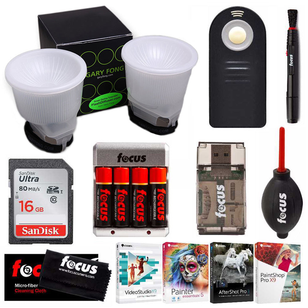 Gary Fong Lightsphere Universal Flash Diffuser Starter Kit and Accessory Bundle