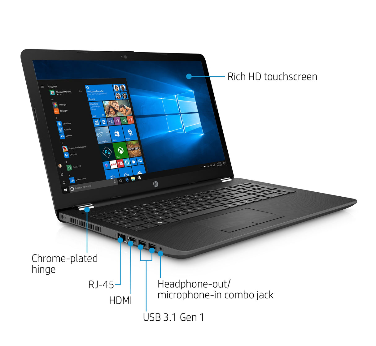 HP 15-bs168 Intel Core i5-8250 Quad Core 2TB HDD 15.6" TouchScreen WLED Laptop