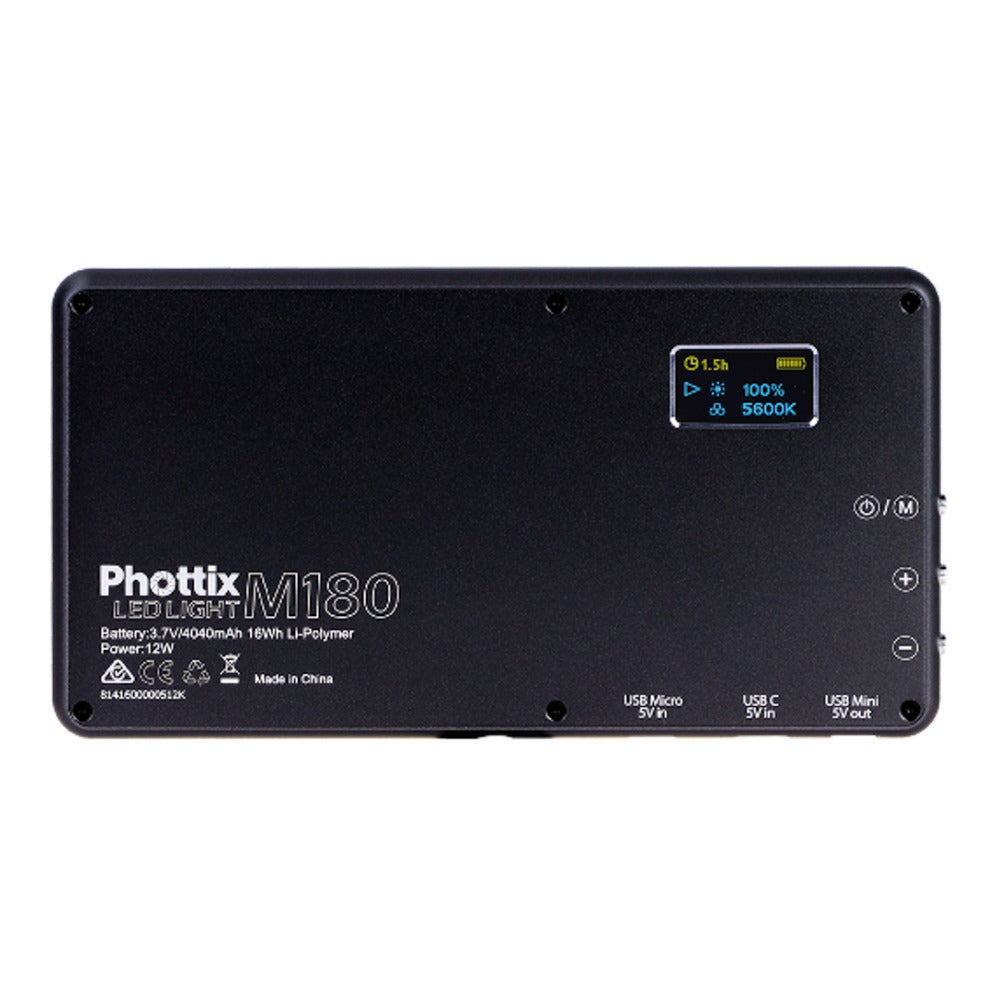 Phottix M180 Bi-Color LED Panel and USB Power Bank (Gray)