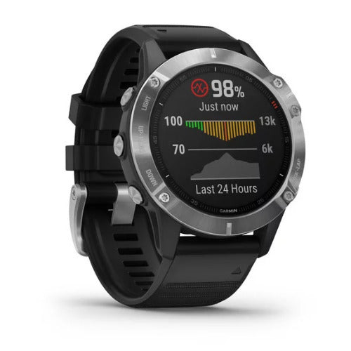 Garmin fenix 6 Multisport GPS Smartwatch (Silver with Black Band)