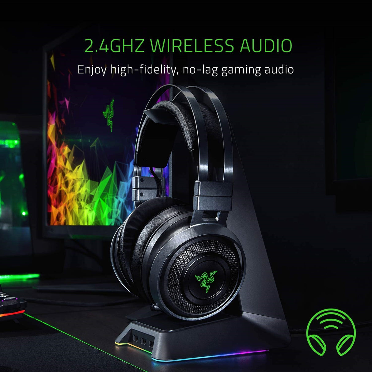 Razer Nari Ultimate Wireless Surround Sound Gaming Headset with Chroma Lighting (Certified Refurbished)