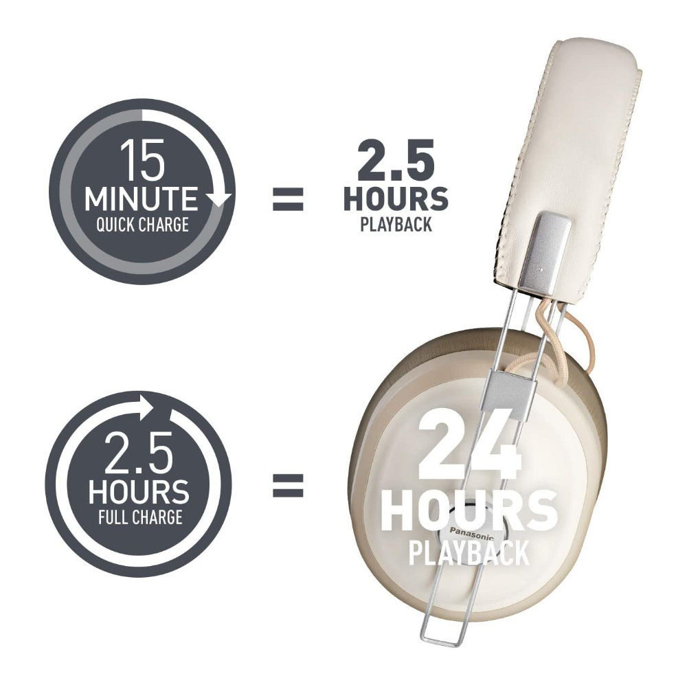Panasonic RP-HTX90N Noise Canceling Bluetooth Wireless Headphone (Vanilla White)