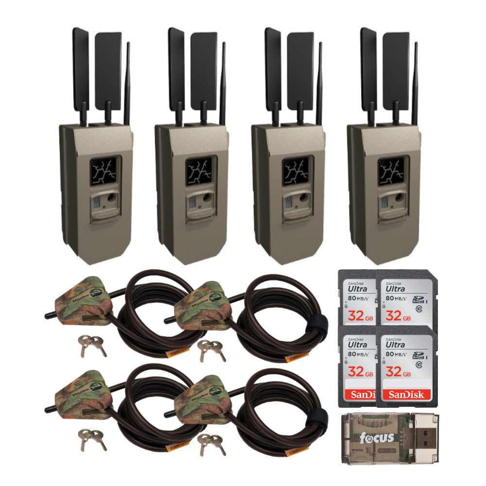 Cuddeback 3587 CuddeSafe Size K CuddeLink Camera Bear Box (4-Pack) with Four Cables, Four 32GB SD Cards, and Card Reader