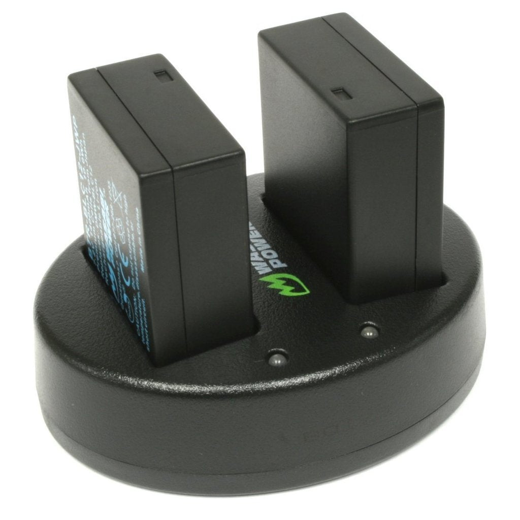 Wasabi Power Battery (2-Pack) and Dual USB Charger for Panasonic DMW-BLC12
