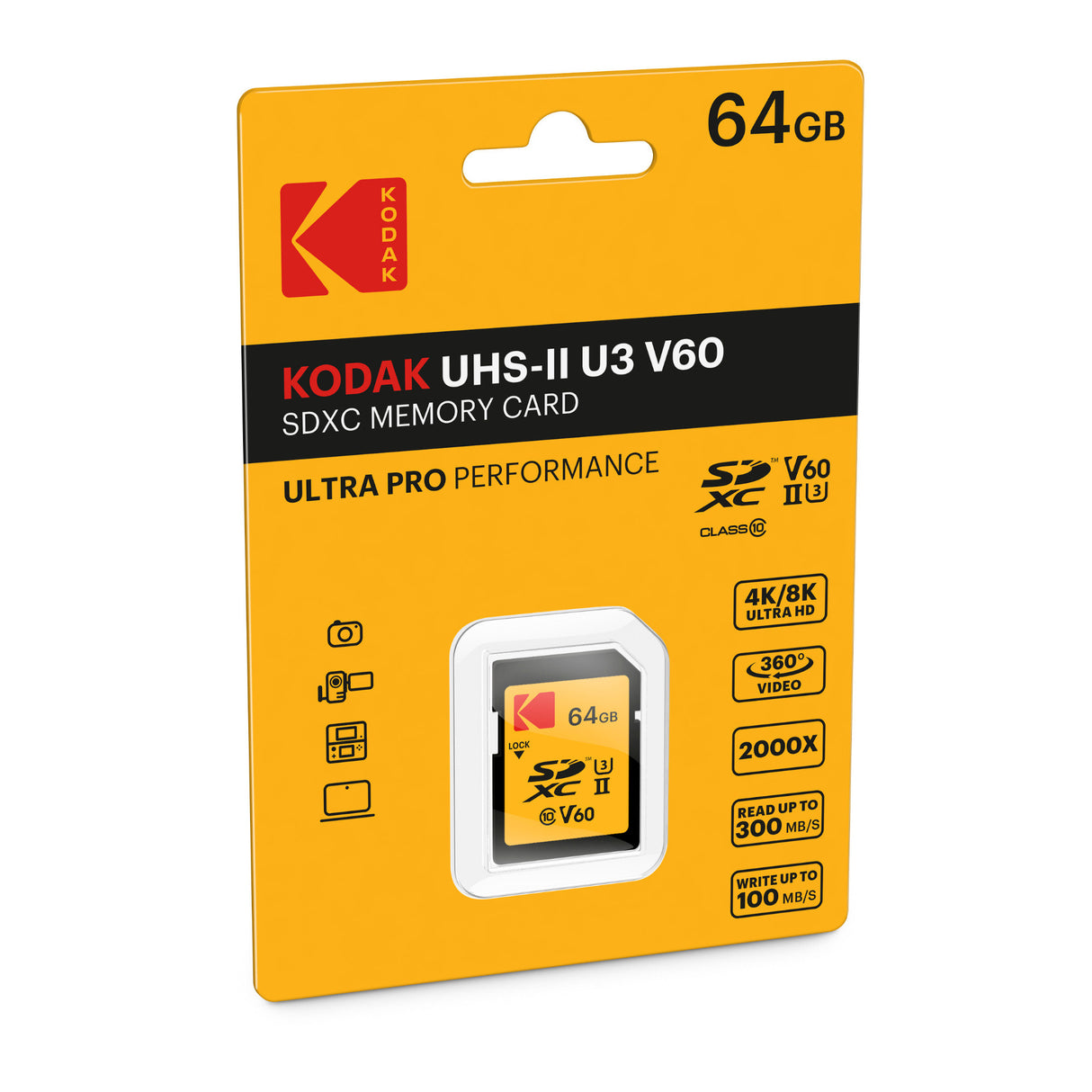 Kodak 64GB UHS-II U3 V60 Ultra Pro SDXC Memory Card