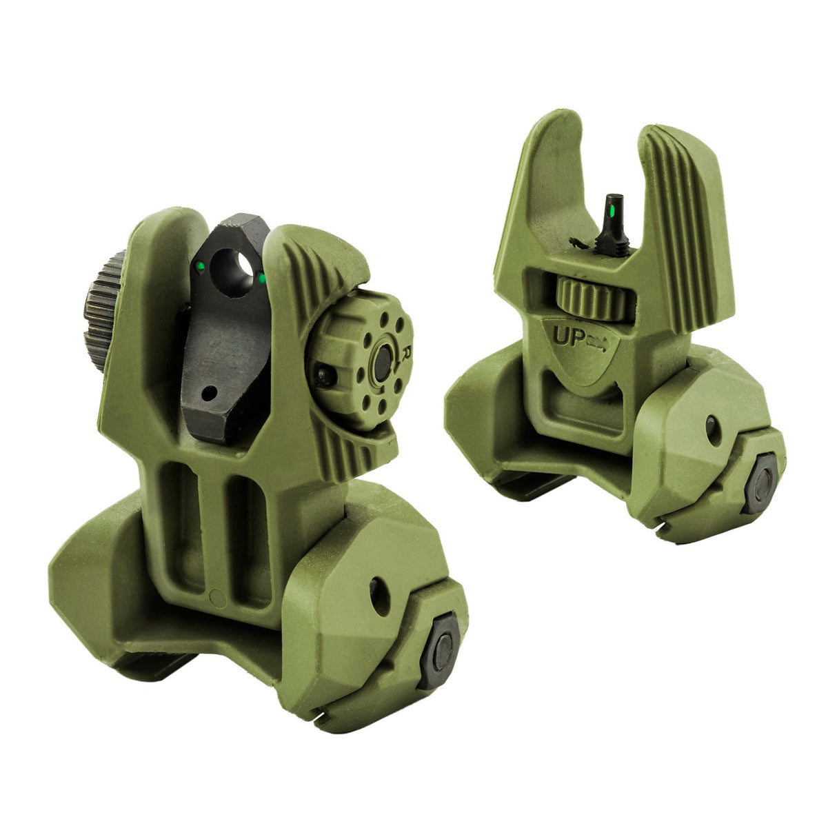 Meprolight FRBS M2D Front and Rear Set of Flip-up Sights with Tritium (2 Rear Dots, OD Green)