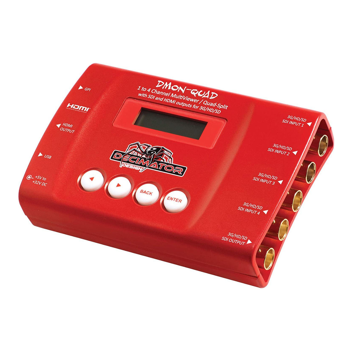Decimator DMON-Quad 4-Channel 3G/HD/SD-SDI Quad Split Multiviewer with HDMI Outputs