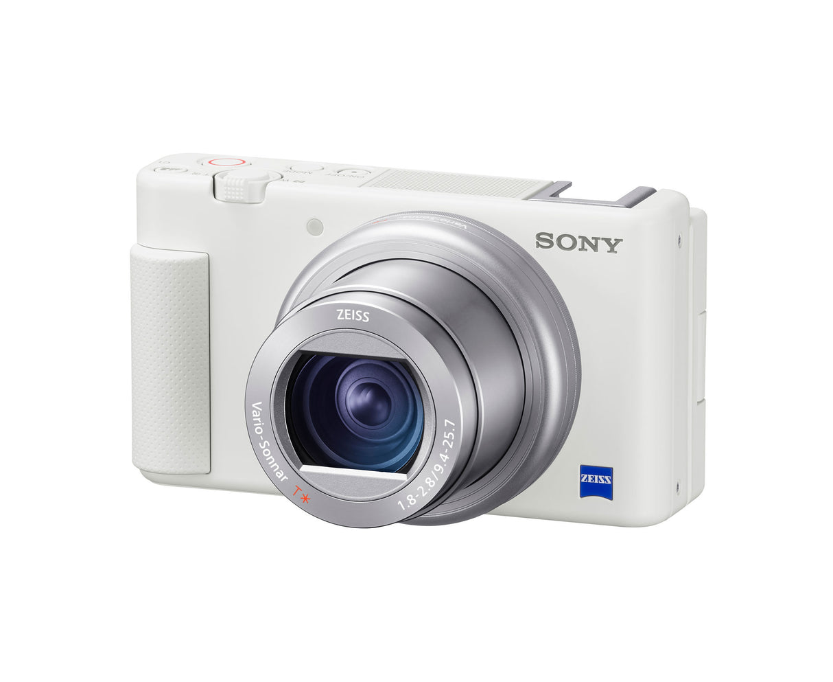 Sony ZV-1 Camera for Content Creators and Vloggers (White) with Vlogger Accessory Bundle