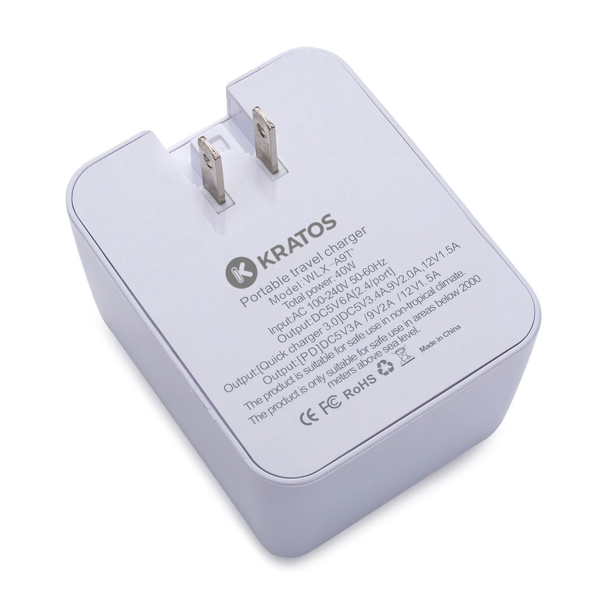 Kratos Power 40W QC3.0/PD3.0 4-Port USB Wall Charger with Digital Display and Foldable Plug