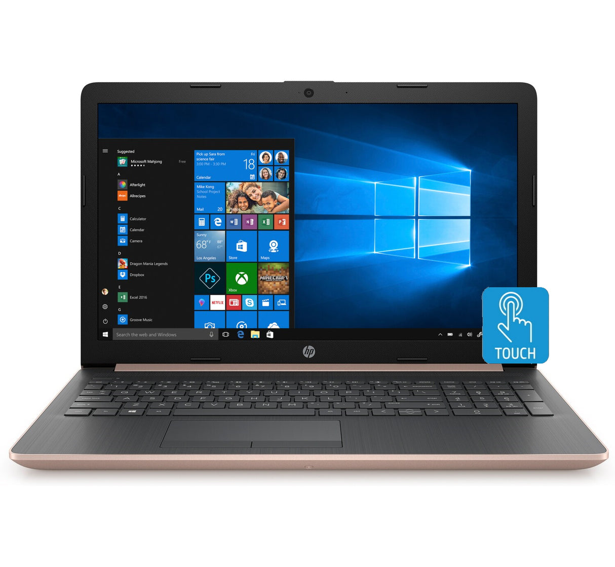 HP Laptop 15 AMD Ryzen 5 Pro 3500U 12GB 1TB HDD 15.6-Inch HD Touch WLED Microsoft Office 365 1-Year (Pale Rose Gold)