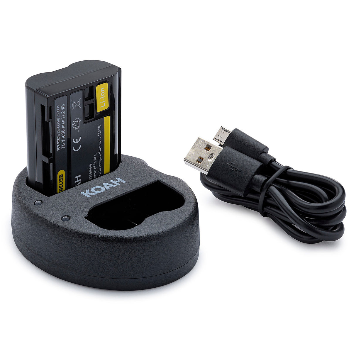 Koah Battery (2-Pack) and Dual Charger for Nikon EN-EL15B
