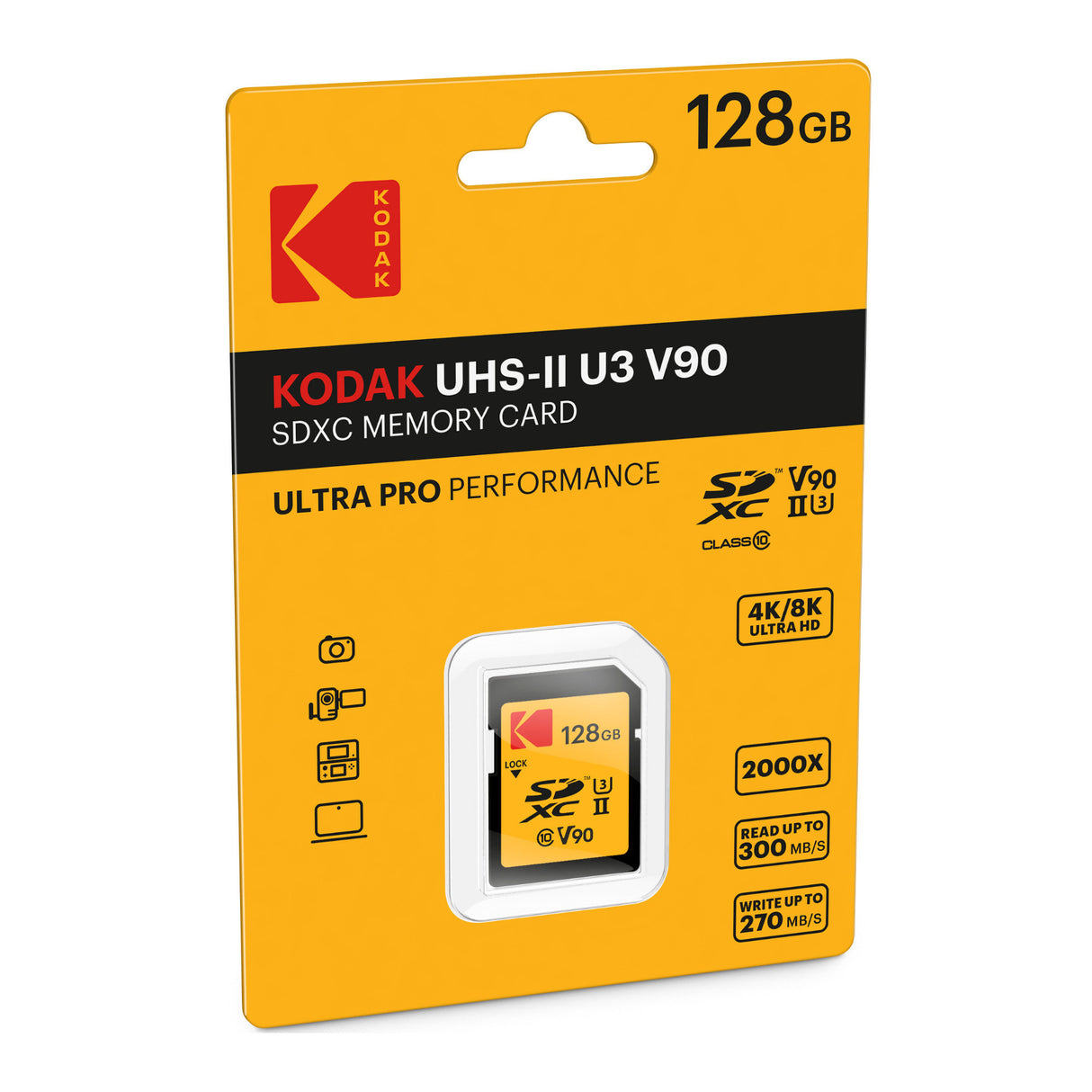 Kodak 128GB UHS-II U3 V90 Ultra Pro SDXC Memory Card (2-Pack) Bundle with Accessory
