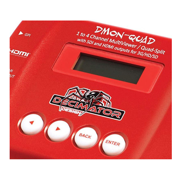 Decimator DMON-QUAD 4-Channel 3G-SDI Multiviewer with Accessory Bundle