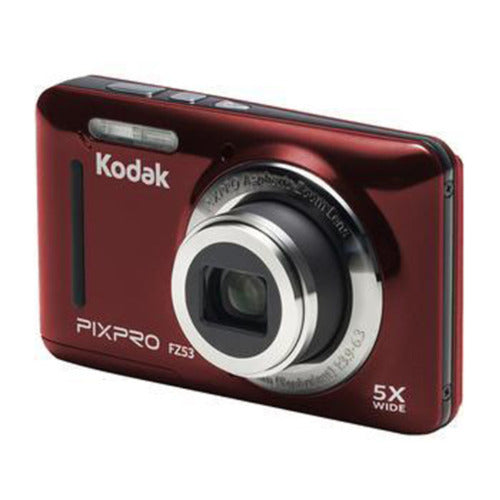 Kodak PIXPRO Friendly Zoom FZ53 Digital Camera (Red) Bundle with Lowepro Santiago 20 II Case and 16GB SD Card