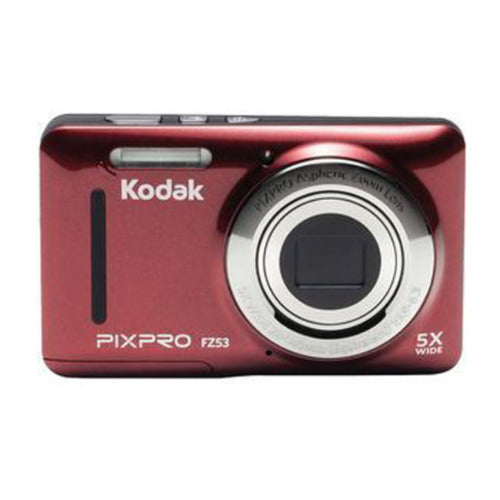 Kodak PIXPRO Friendly Zoom FZ53 Digital Camera (Red) Bundle with Lowepro Santiago 20 II Case and 16GB SD Card