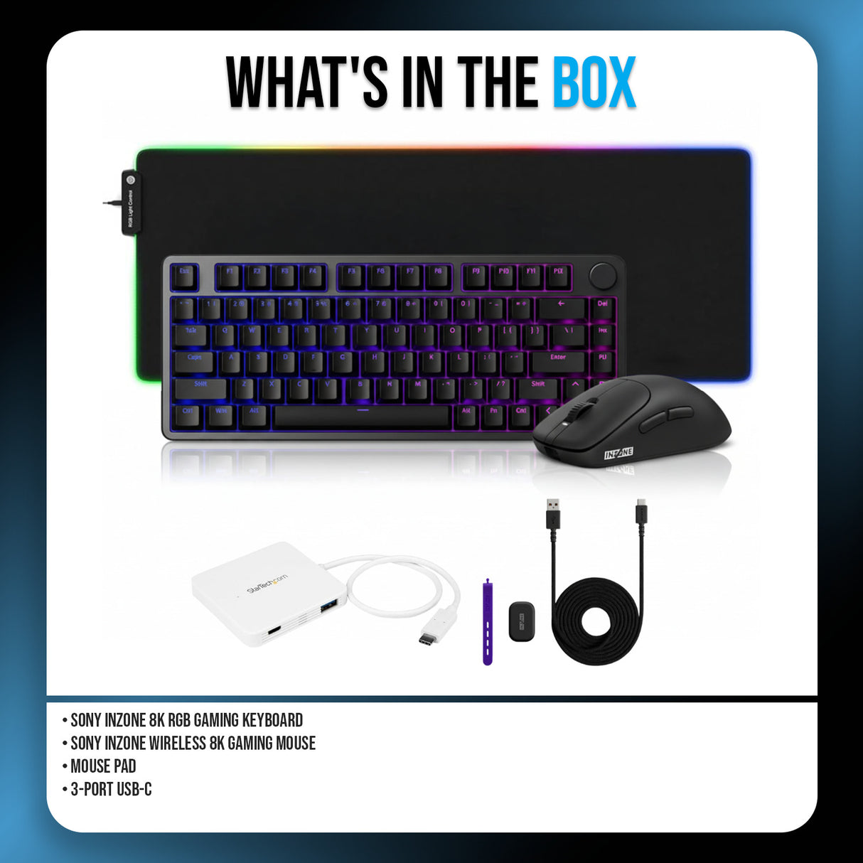 Sony INZONE 75-Percent Wired Aluminum 8K RGB Gaming Keyboard (Black) Bundle