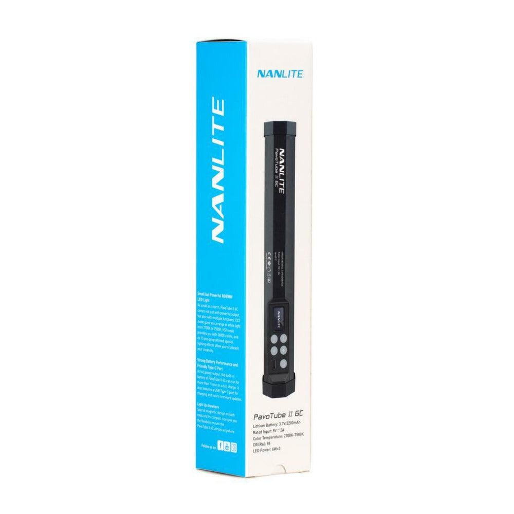 Nanlite PavoTube II 6C 10in 6w RGBWW LED Tube with Internal Battery