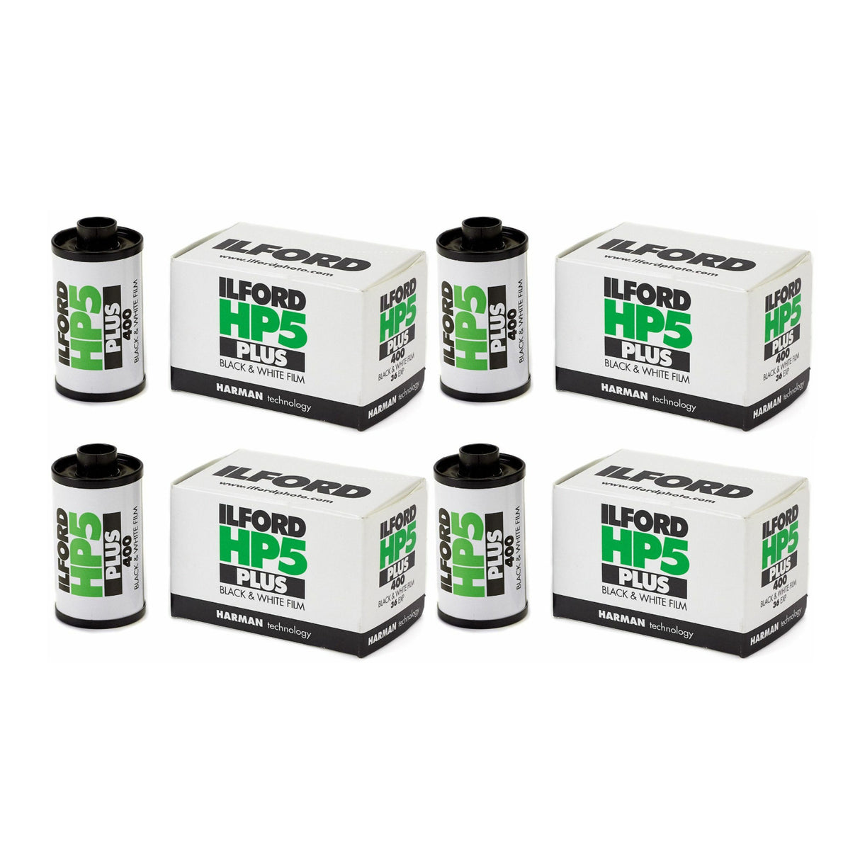 Ilford HP5 Plus ISO 400 Black and White 35mm Roll Film (36 Exposures, 4-Pack)