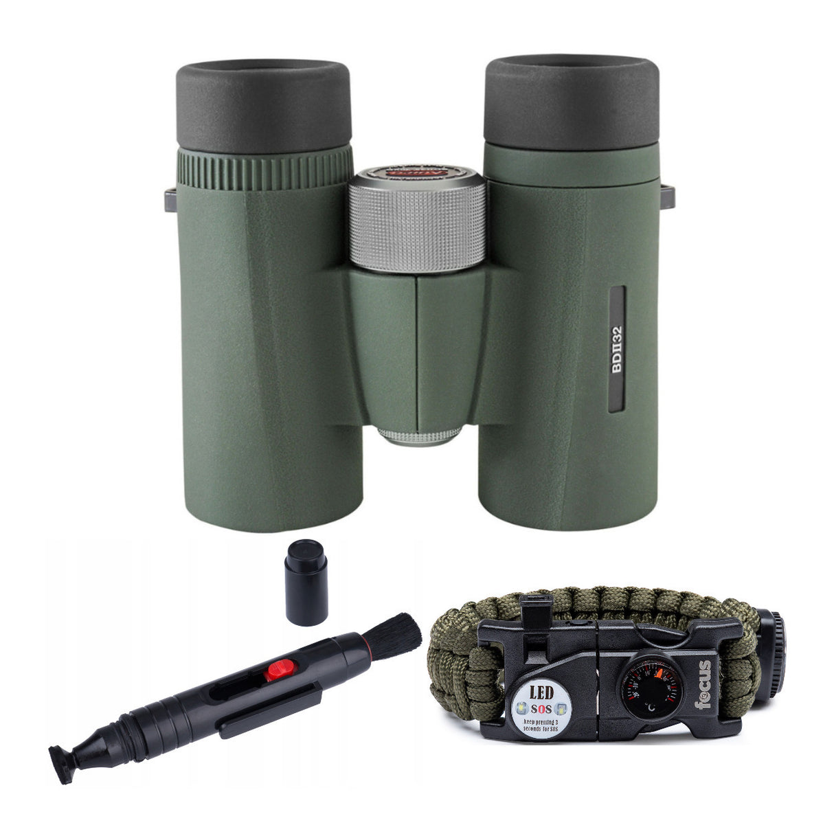 Kowa 10x32 BDII-XD Binoculars with Lens Cleaning Pen and Survival Bracelet