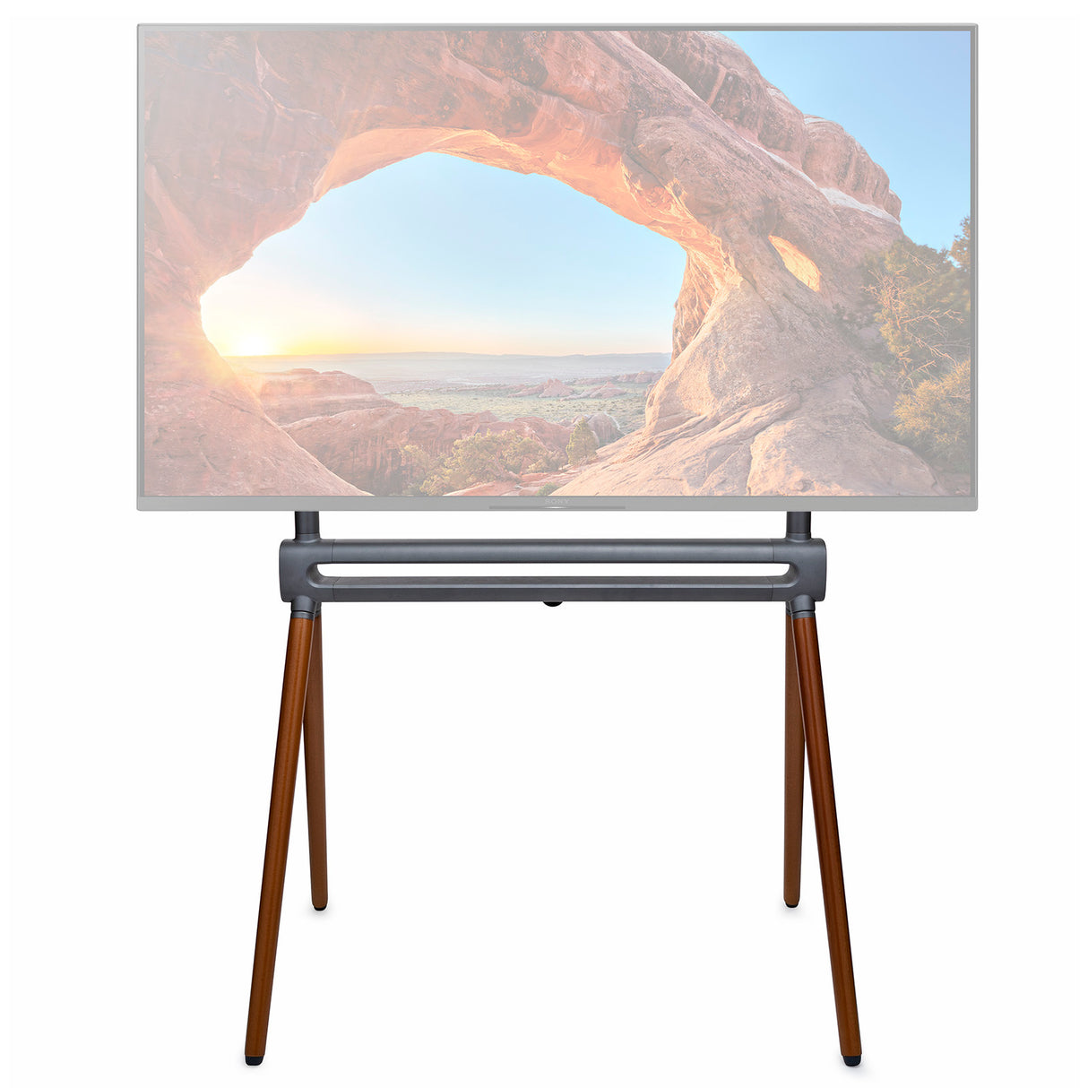 Kratos Power Home Easel Studio and TV Floor Stand with RGB Lighting (Space Gray/Walnut Brown)