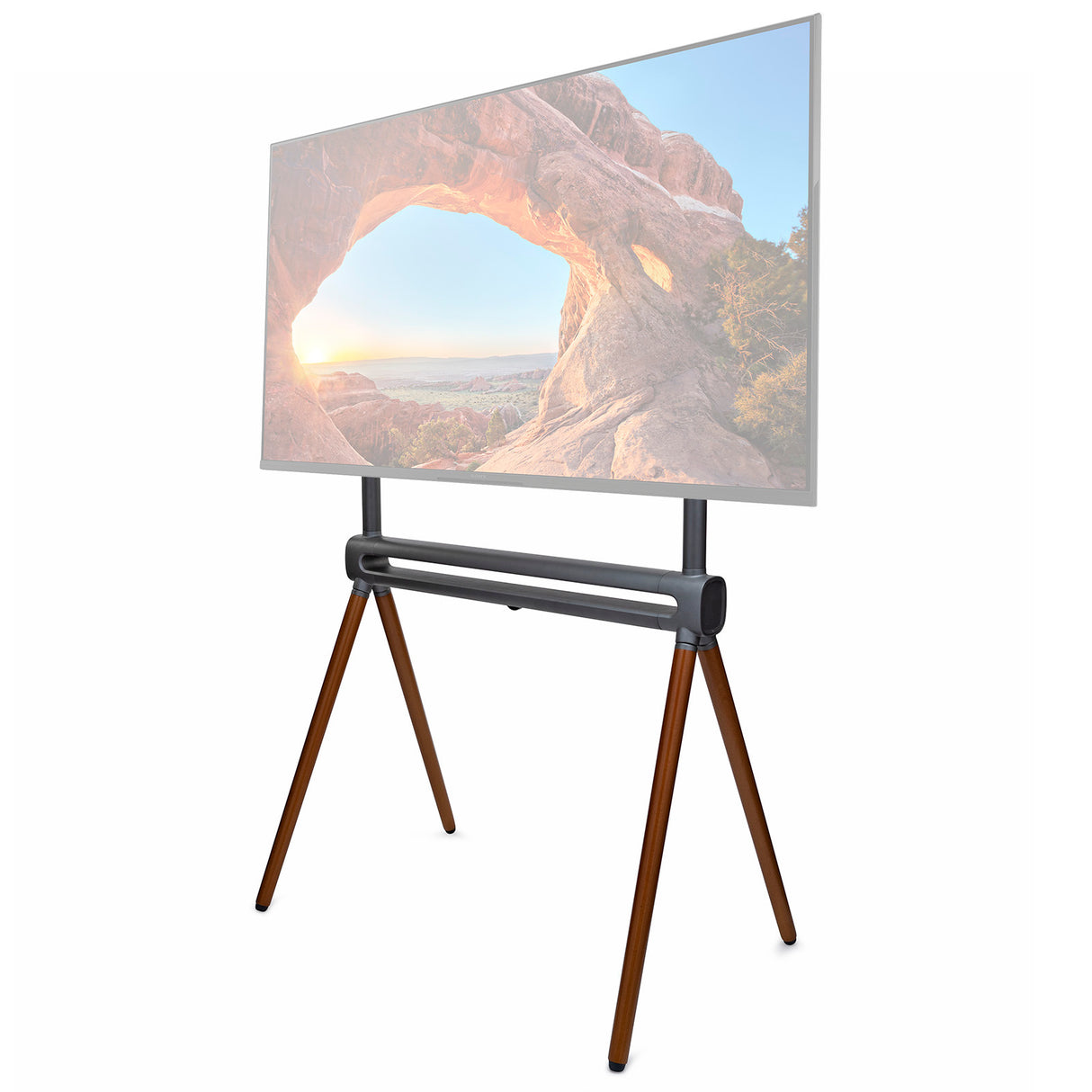 Kratos Power Home Easel Studio and TV Floor Stand with RGB Lighting (Space Gray/Walnut Brown)