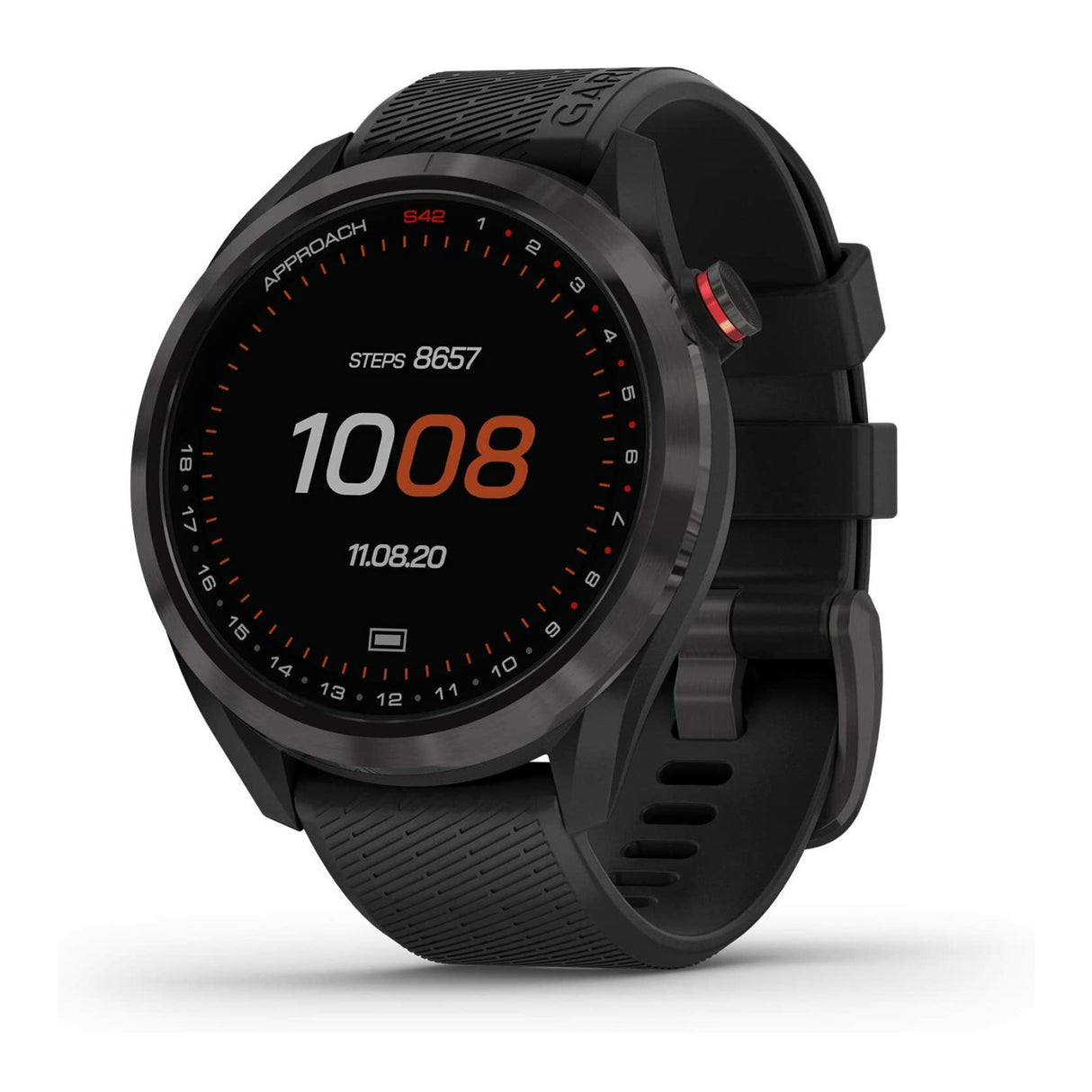 Garmin Approach S42 GPS Golf Smartwatch (Ceramic Bezel and Black Silicone Band)