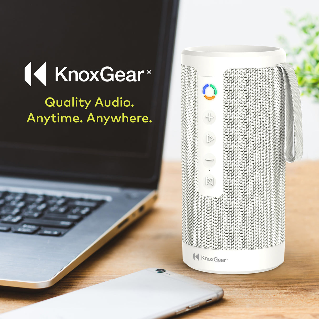 Knox Gear Beatnik Portable Bluetooth Speaker IPX5 Waterproof Speaker (White)