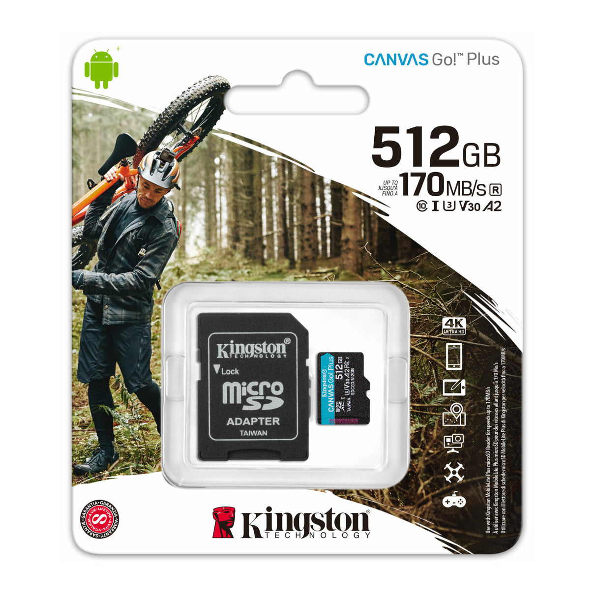 Kingston 512GB Canvas Go Plus UHS-I microSDXC Memory Card with SD Adapter