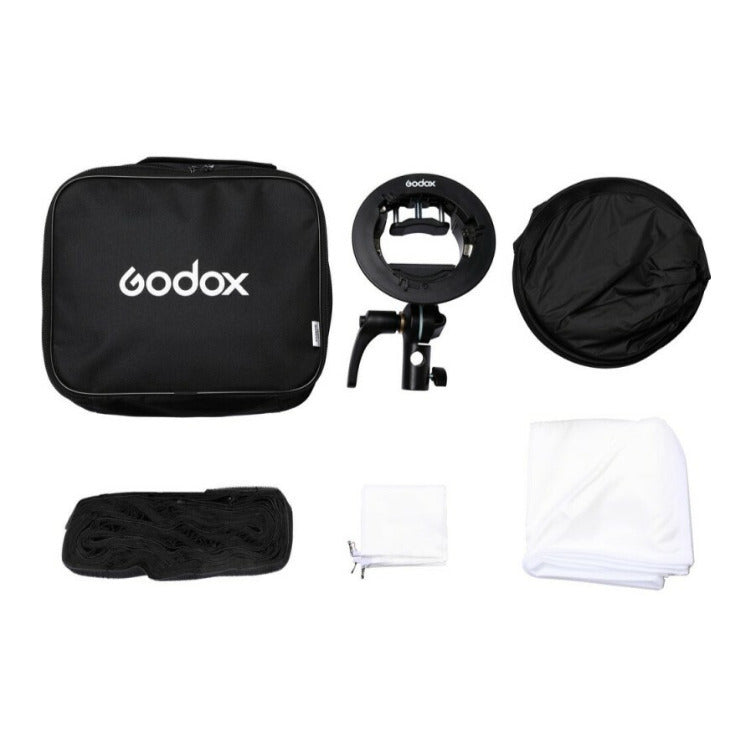 Godox S2 Bowens Mount Bracket with Softbox and Carrying Bag Kit