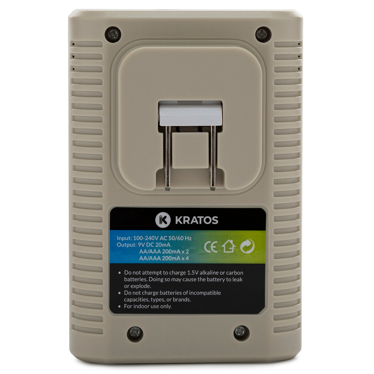 Kratos Power Rapid Travel Charger with 4 AA NiMH Rechargeable Batteries