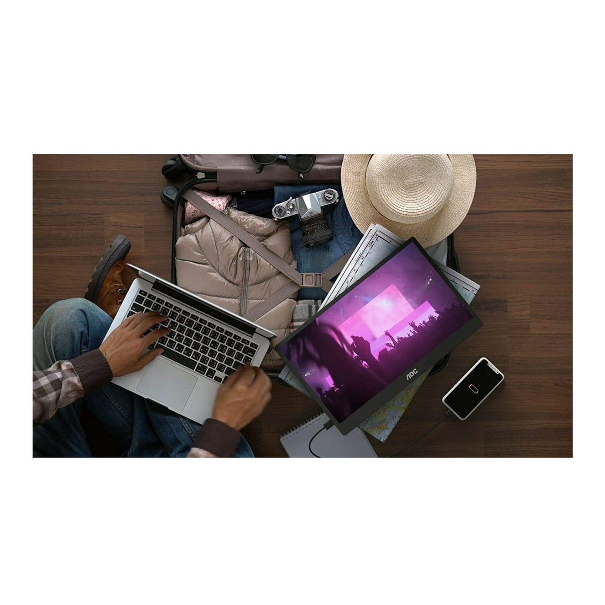 AOC 16T2 15.6-Inch Full HD Touchscreen IPS USB-C and Micro HDMI Portable Display