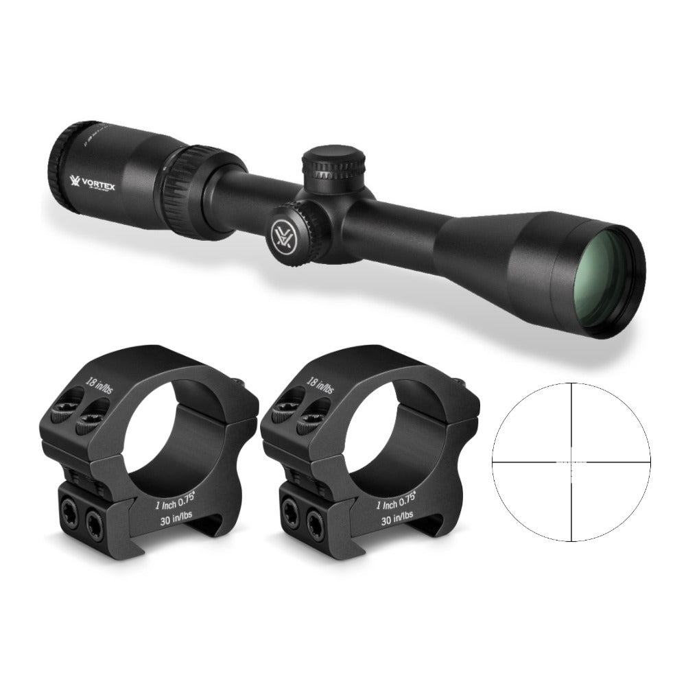 Vortex Crossfire II 3-9x40 Riflescope (Dead-Hold BDC MOA Reticle) with 1-inch Riflescope Rings